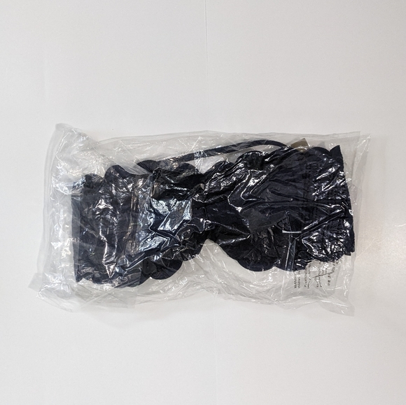 NIP J Crew Black Scalloped Pique Bandeau Bikini Top - Picture 7 of 7